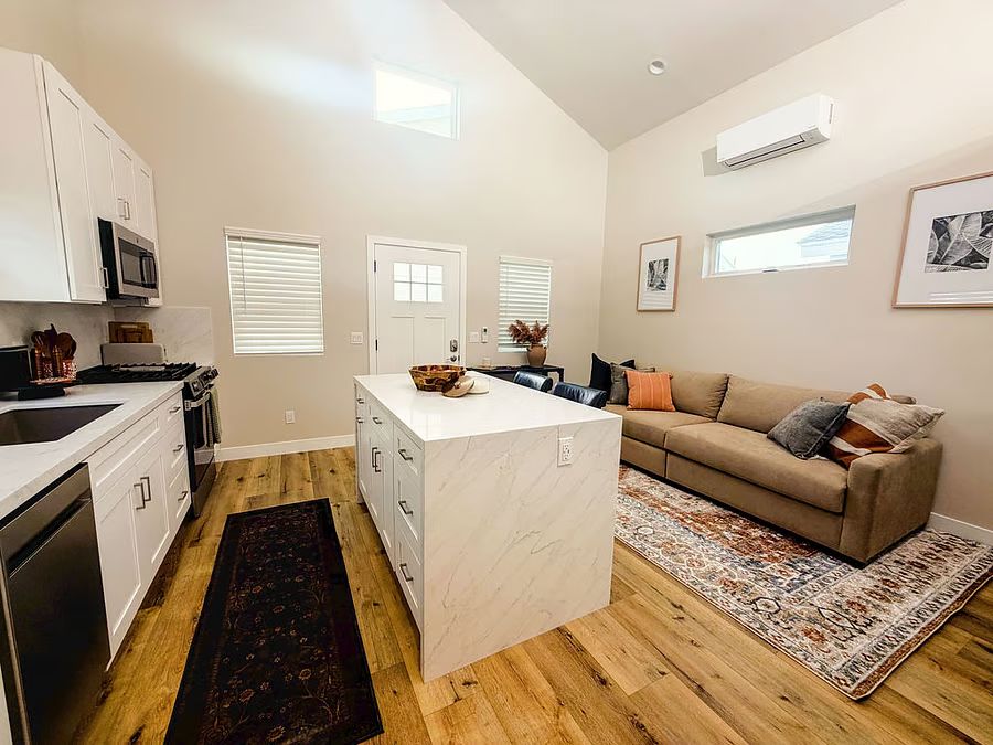 Great room and living space in a completed Radach Construction renovation
